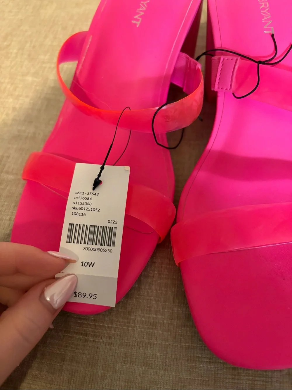 Lane Bryant Neon Pink Double Strap Slide Sandals